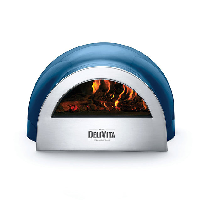 Delivita pizzaoven blauw | Deze pizzaoven is houtgestookt en weegt maar 30kg. De perfecte oven voor buiten in de tuin of binnen in huis.