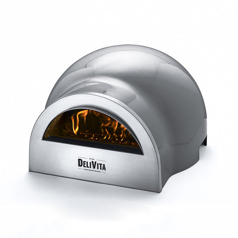 Image of Delivita pizzaoven grijs / hale gray | Deze pizzaoven is houtgestookt en weegt maar 30kg. De perfecte oven voor buiten in de tuin of binnen in huis.