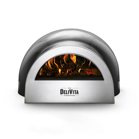 Image of Delivita pizzaoven zwart | Deze pizzaoven is houtgestookt en weegt maar 30kg. De perfecte oven voor buiten in de tuin of binnen in huis.