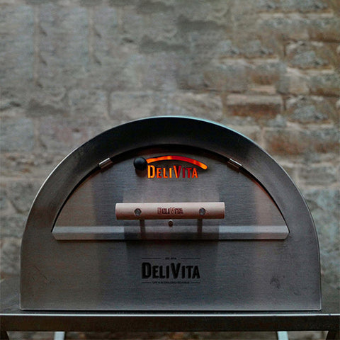 Image of Uitneembaar, roestvrijstalen deurtje voor DeliVita pizzaovens. Sluit de oven eenvoudig af. 