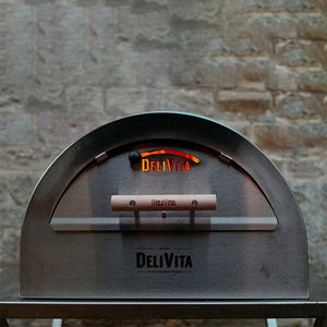 Uitneembaar, roestvrijstalen deurtje voor DeliVita pizzaovens. Sluit de oven eenvoudig af. 