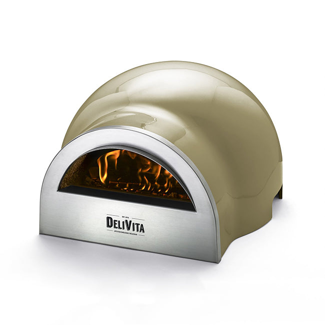 Delivita pizzaoven olijf groen / olive green | Deze pizzaoven is houtgestookt en weegt maar 30kg. De perfecte oven voor buiten in de tuin of binnen in huis.