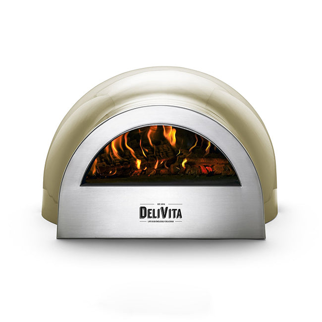 Delivita pizzaoven olijf groen / olive green | Deze pizzaoven is houtgestookt en weegt maar 30kg. De perfecte oven voor buiten in de tuin of binnen in huis.