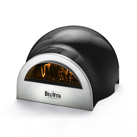 Delivita pizzaoven zwart | Deze pizzaoven is houtgestookt en weegt maar 30kg. De perfecte oven voor buiten in de tuin of binnen in huis.